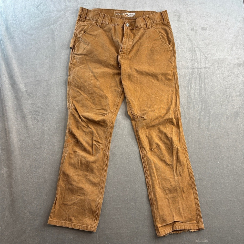 Carhartt BN339-M Rugged Flex Duck Work Pants Brown Straight Fit 36x30 Mens